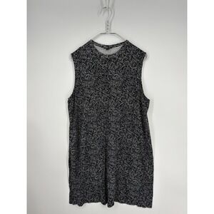 J. Jill Wearever Dress Womens L Black Gray Knit Chevron Sleeveless Knee Length